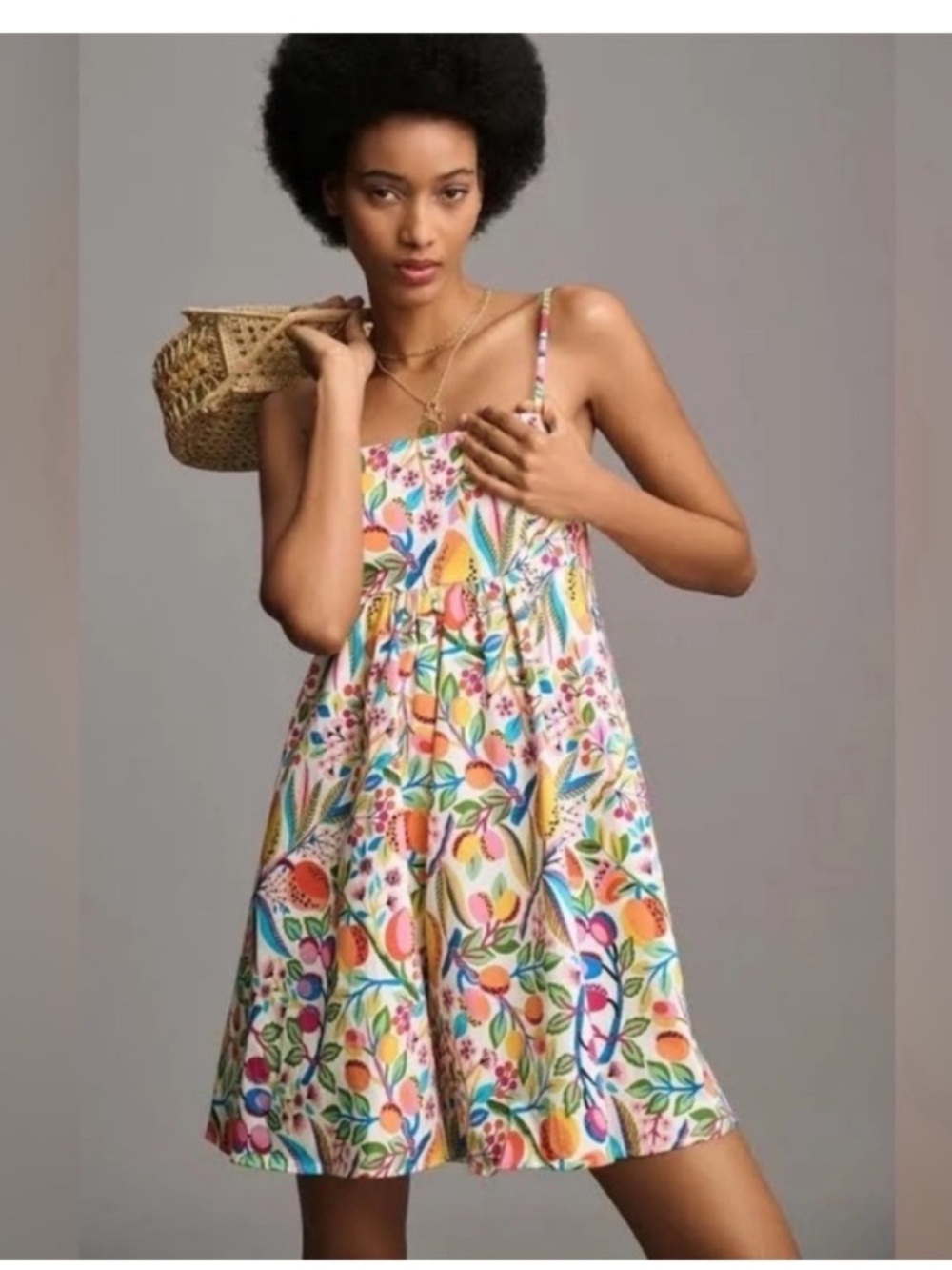 Anthropologie Hutch Multicolor Fruit & Floral Print Romper